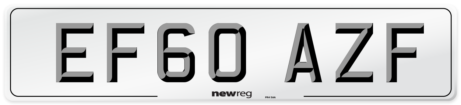 EF60 AZF Number Plate from New Reg